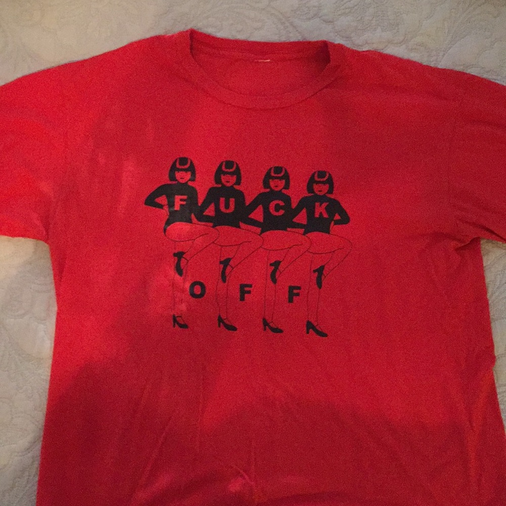 Red “Fuck Off” shirt
